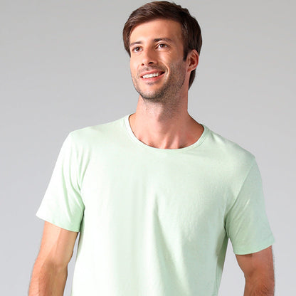 Camiseta Malha Linho Masculina - Verde Menta