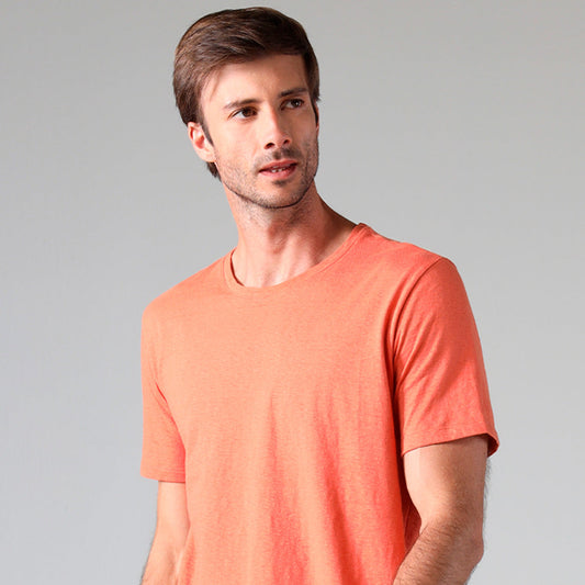 Camiseta Malha Linho Masculina - Marrom Telha