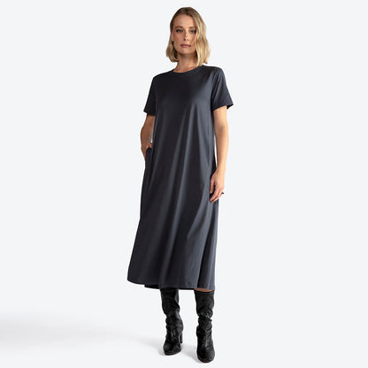 T-Shirt Dress Midi Algodão Premium | Everyday Collection - Grafite