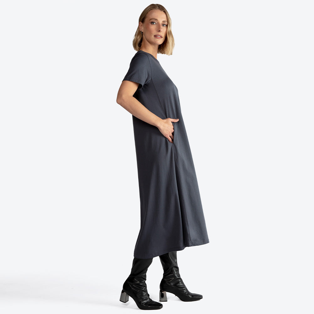 T-Shirt Dress Midi Algodão Premium | Everyday Collection - Grafite