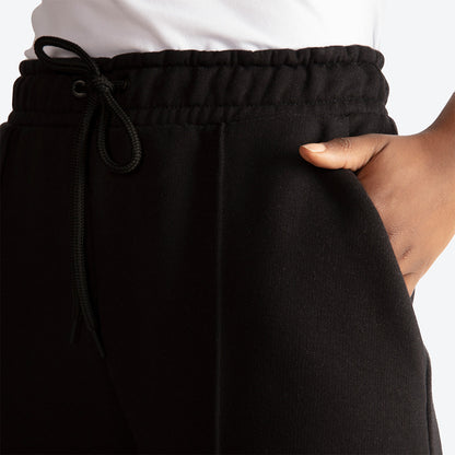 Calça Wide Leg Moletom Felpa Feminina - Preto