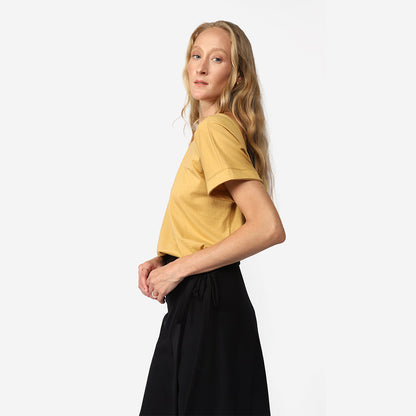 Blusa Algodão Ultraleve Decote Costas Feminina - Amarelo Mel