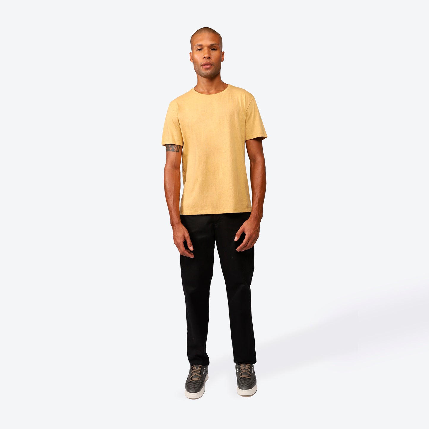 Camiseta Malha Linho Masculina - Amarelo Mel